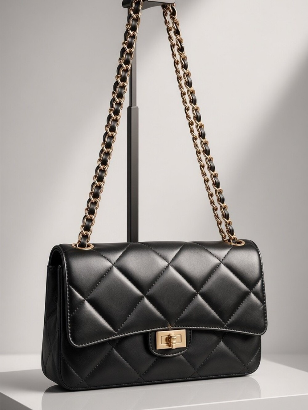 Italian Genuine Calf Leather Quilted Shoulder Bag - Like New!